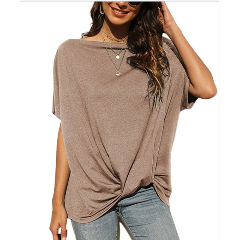 NXH Apricot Twist Front Boatneck Top Size S